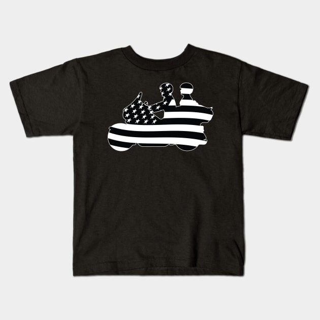 Patriotic American Flag Touring Motorcycle Kids T-Shirt by hobrath